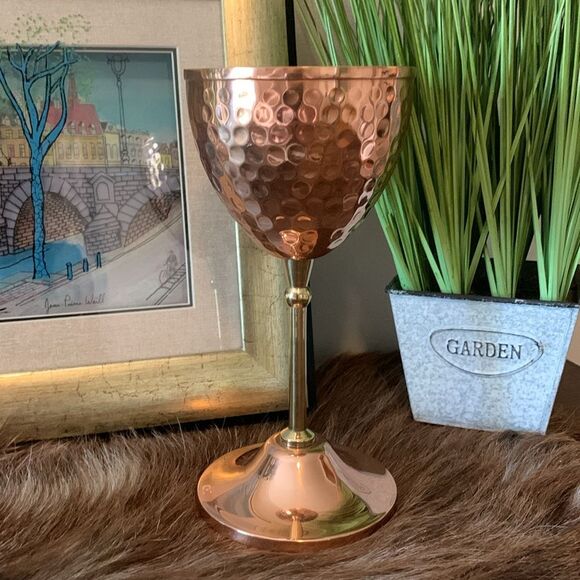 Hammered Copper Wine Glass - Picture 2 of 7